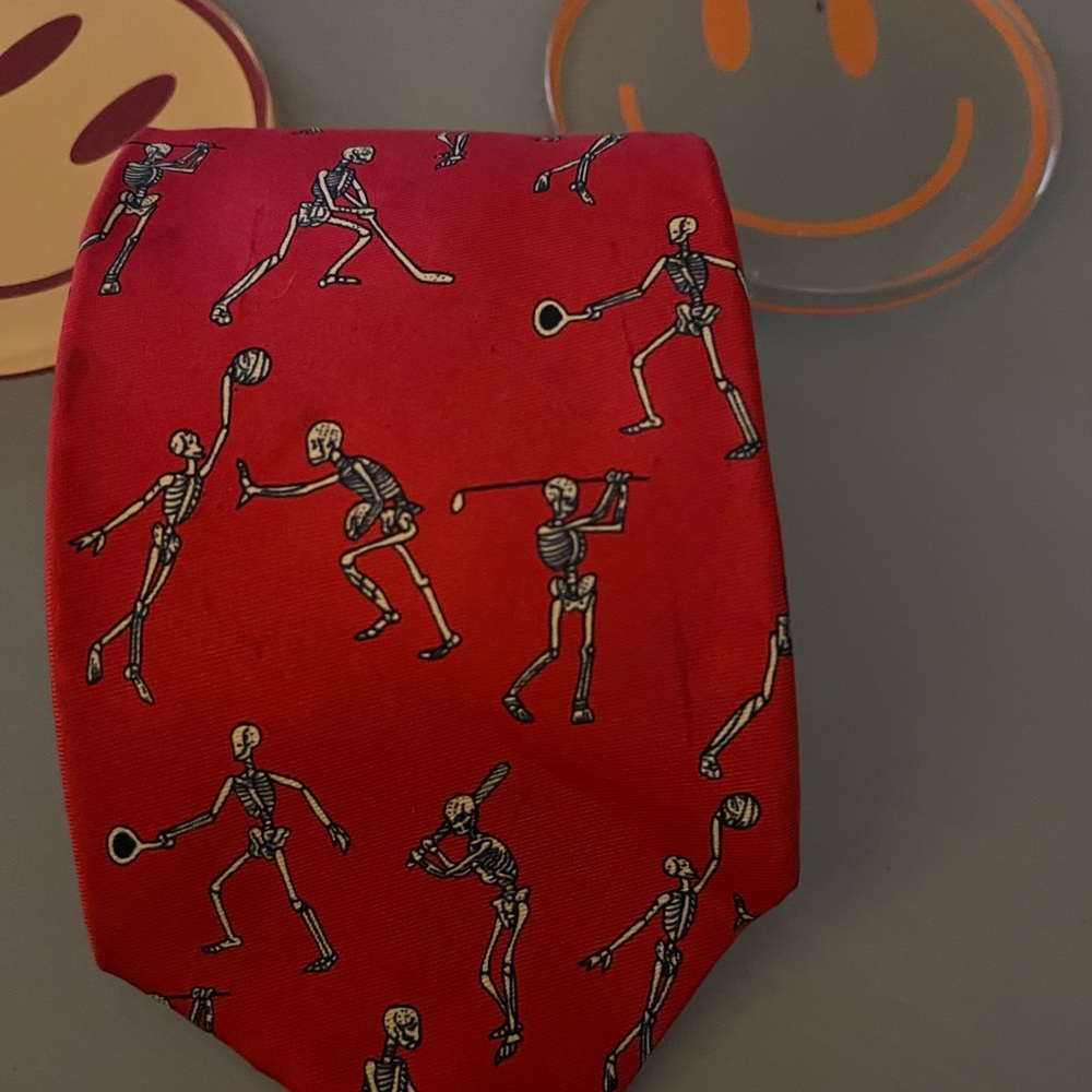 Vintage Anatomical Chart Co Skokie Illinois Red Skeleton Sports Tie